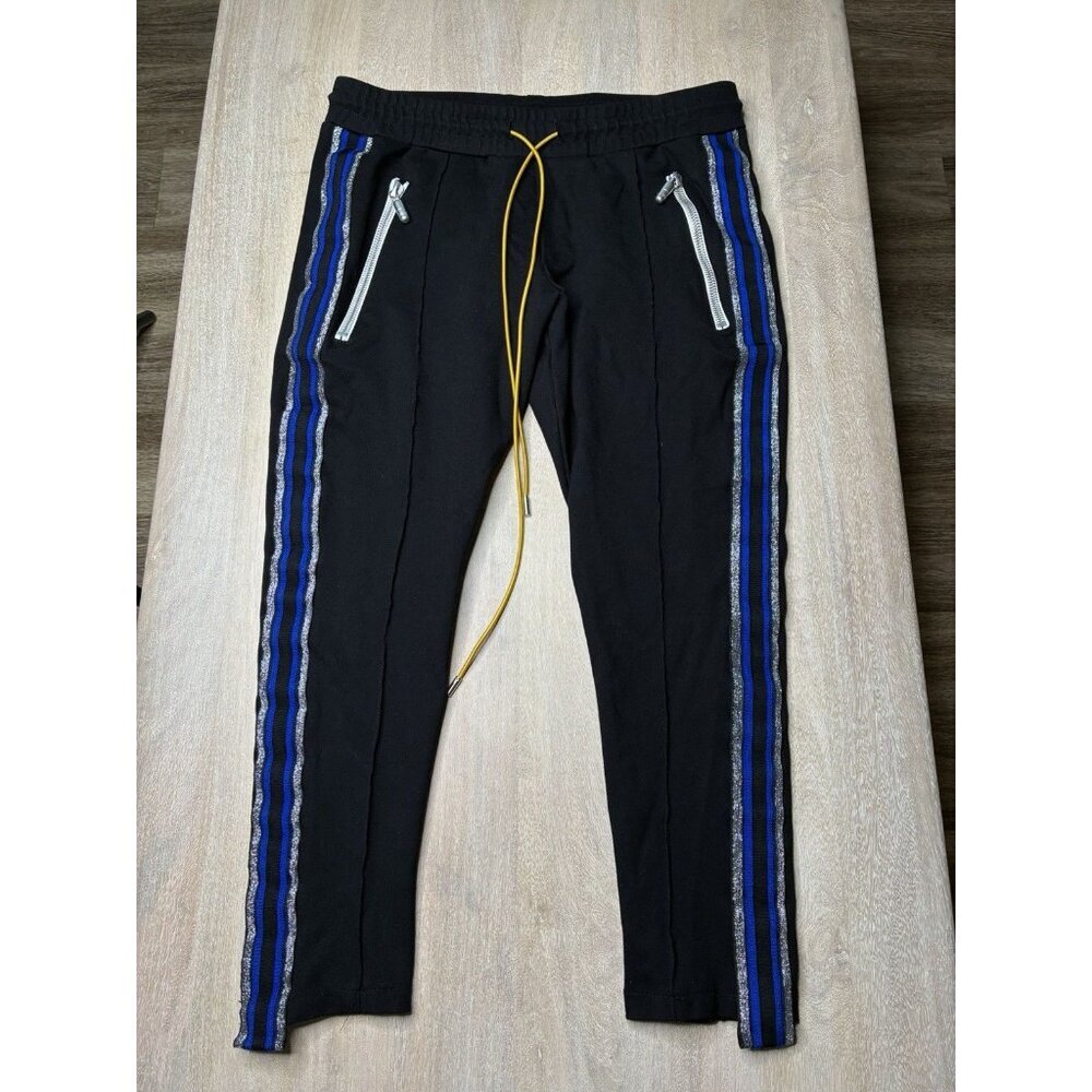 RHUDE Traxedo Pants Black Blue Metallic Striped Men's Size Small